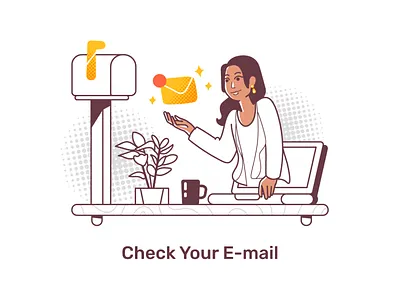 Verification Email b2b casual code email fintech girl illustration kyc office outfit progress sketch vector verification verify web wip woman