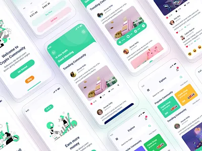 Faxib – Crypto Community Mobile App UI Template app bitcoin case study crypto crypto community cryptocurrency ethereum figma finance fintech app forum free download free ui ico agency mobile app ui ui design uiux user interface ux design