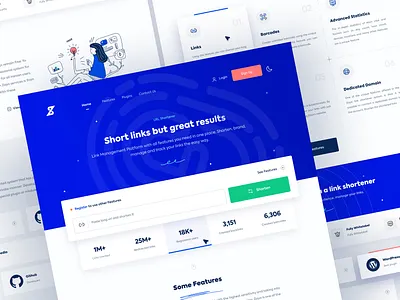 Zaya Landing Page - Short Links blue creative design home home page landing landing page minimal modern short links trend ui uidesign uiux web web design web site