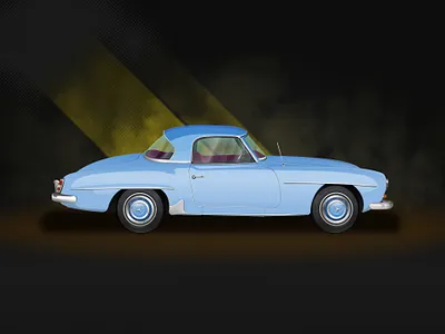 The Art of Wheels: MB SL190 illustration illustration art mercedes benz realism vector vector art vector illustration vectorart vehicle