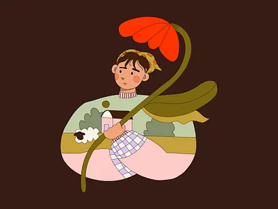 DTIYS - Paloma the Peach design draw this in your style dtiys flat flower graphic design illustration illustrator paloma the peach person portrait tulip vector woman