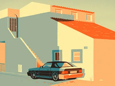 Keep your eyes peeled architecture car clue illustration murder myrstery shadow smoking sunset vintage