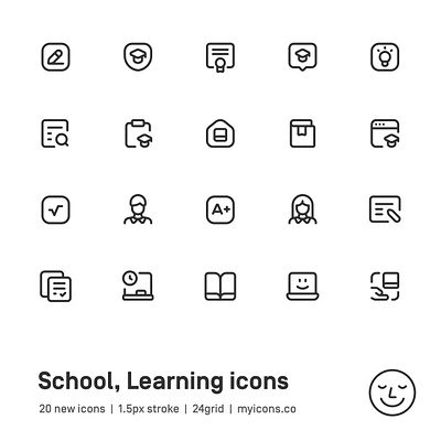 Myicons✨ — School, Learning vector line icons pack figma figma icons icon design icon pack icons icons pack interface icons line icons sketch icons ui ui design ui designer ui icons ui kit ui pack web design web designer