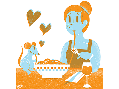 Spaghetti date editorial editorial illustration illustration rat spaghetti