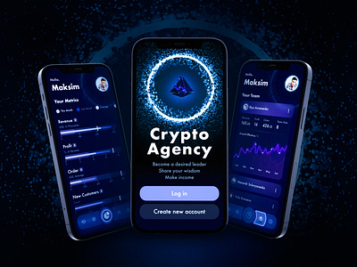 Crypto Agency app bright color charts complex ui complex user interface concept crypto dark ui design concept finance ui graphic design graphics mobile app mobile dashboard mobile ui people management interface ui ui app user interface