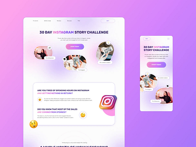 30 day instagram story challenge website challenge course design instagram instagram exploration instagram challenge instagram course instagram website media online course online training post social media stories typography ui ux web design website