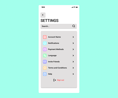 Settings Page app branding design graphic design logo typography ui ux