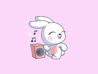 Bunny dancing animal bunny cartoon dance design fun funny illustration logo music rabbit vector