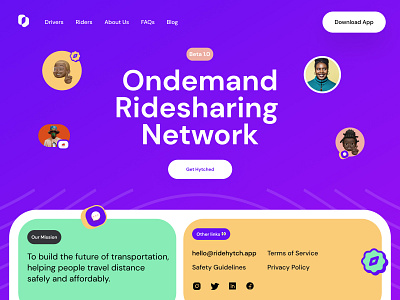 Hytch Landing Page Exploration bolt car carpooling design figma gradient lyft minimal new product ride ridesharing travel uber ui ux