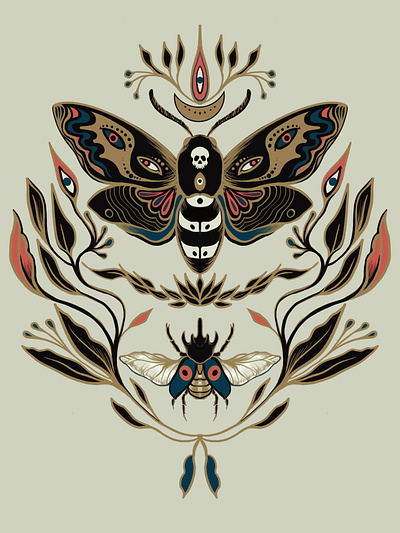 Deathshead Moth Illustration work used for This is Actually Happ design illustration
