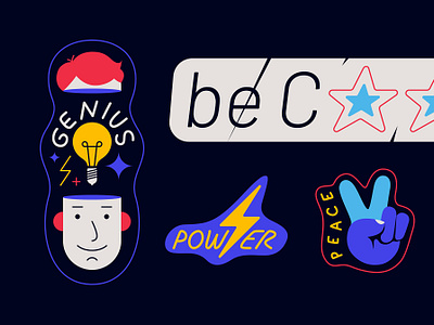 Teenage Stickers badge color cool education genius idea illustration peace power school sticker student study teenage vector