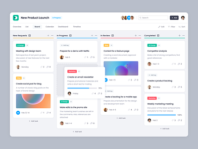 Kanban Board Design agile board dashboard design kanban kanban board management minimalistic productivity saas sprint task management tasks todo ui ui design ux ux design web design