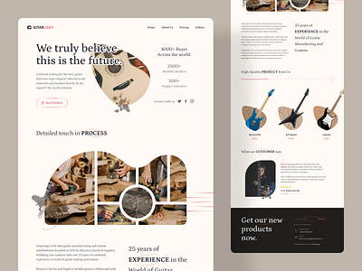 Guitar Store Landing Page application bass buy clean design guitar instrument landing page logo lyrics melodic modern music simple song store ui ux web website