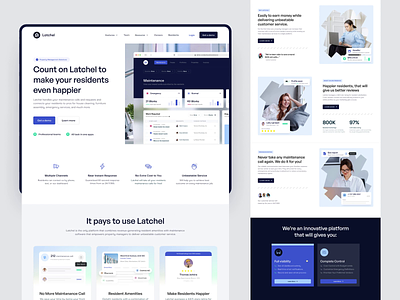 [animation] Latchel – Property Management Tool Landing Page glassmorphism gradient landing page owner property property amenities property dashboard property landing page property management property manager property rentals rent snippet tenant ui ux web design