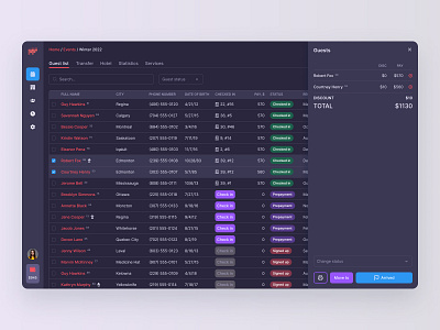 Private CRM system for event management airtable cells chart clean column crm dark theme data database excel interface list notion numbers saas spread sheet spreadsheet table tables web application