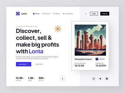 Lonia - Landing branding crypto figma landing logo motion motion graphics motion ui nft nft landing sharp sharp design ui uidesign uiux uix web web design