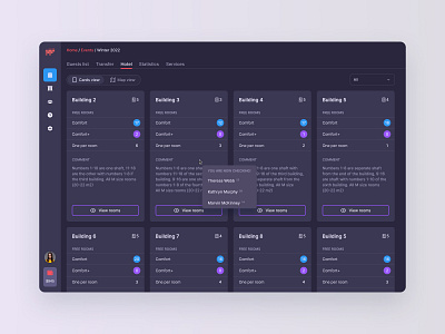 Private CRM system for event management agile board asana card cards crm dark mode dark theme data erp software jira kanban management midnight night theme saas task board to do todos trello uxui