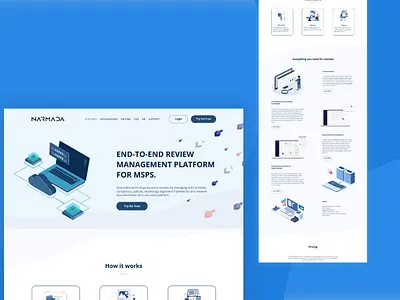 Narmada Management Landing Page adobe xd app design customer page dashboard design ecommerce figma graphic design illustration landing page management responsive website services page technology ui design uiux web design