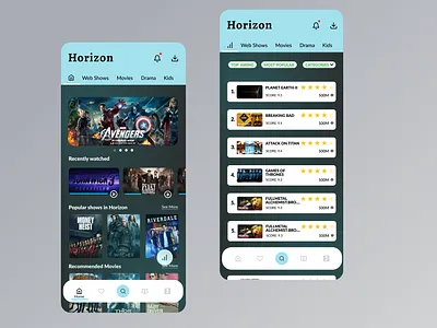 Horizon OTT App UI design app design letsdesign ott movie top rated movie ui