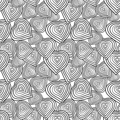 Hearts Doodles black and white design digital paper doodles graphic design hand drawn graphic hearts design hearts doodles seamless pattern