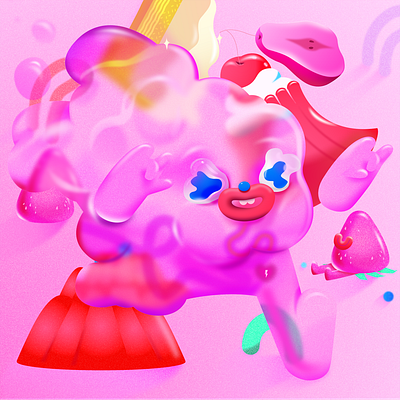 Sugar high ai character design digital art illustration pink