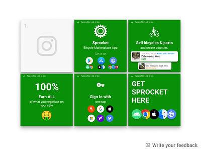 @SprocketBlog App Promo Carousel Feedback bicycle bike carousel conversion convert cta download get instagram install marketing pitch post promo promote social social media swipe ui upsell