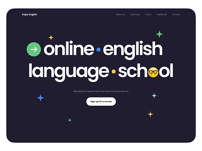 Online english school landing page branding concept design illustration logo typography ui uiux ux vector