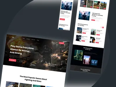 War Game Landing Page / Website adobe xd desktop version figma game app game design game landing page game page game website graphic design home page illustration landing page mobile version responsive ui design uiux design war game web design web page website design