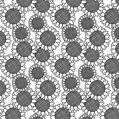 Sunflower Doodles black and white design design digital paper doodles floral design floral doodles graphic design hand drawn graphic sunflower doodles sunflowers