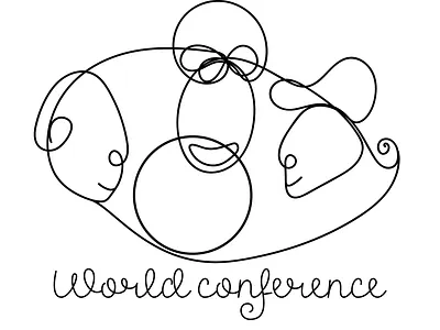 Viritual conference logo branding design ill illustration logo vector