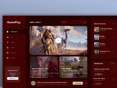 Game Dashboard Design adobe xd app design app page dashboard figma game dashboard game design game website graphic design home page illustration landing page latest design trending ui design ux design web design web page website design