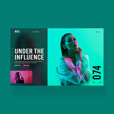 Under The Influence Web Ui Design Concept ambient branding design gradient graphic design illustration logo neon photography product strobe light ui ui design ui designer = ux ux design web design web designer web development