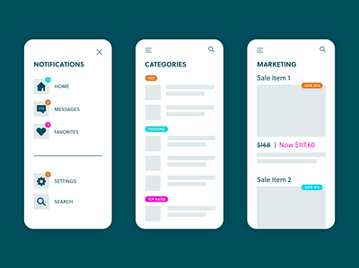 UI Badges 3 Ways app badge interface notification ui ux wireframe