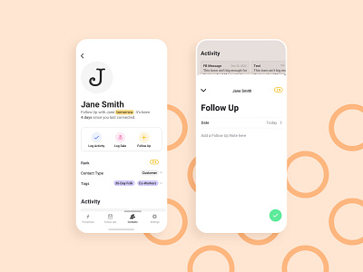 Idea for Contact Page for CRM app contacts contacts app crm follow up ios app layout mobile ui user interface design ux