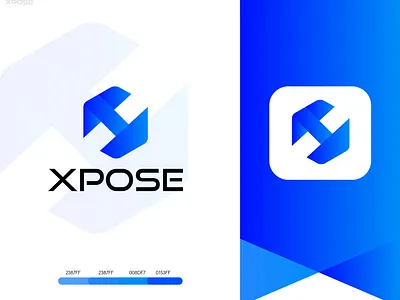 Xpose Blockchain (logo design) 3d logo blockchain logo brand logo branding crpto design graphic design icon illustration logo professional logo techlogo ui vector