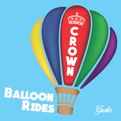 Crown Hot Air Balloon Logo Concept graphic design logo