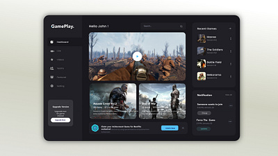 Game Dashboard Design adobe xd dashboard design figma game app game application game dashboard game play graphic template illustration landing page ui design ui kits uiux design war game web design website