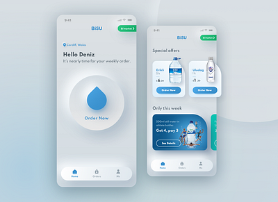 Water Delivery App app design delivery app ecommerce light design neumorphism ui ui design ux design water