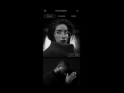 NFT app black clean concept crypto dark design figma instagram interaction ios minimal mint mobile nft prototype ui ux visual design