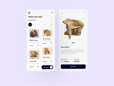 Wooden Furniture App app web branding clean design creative design designer ecommerce app figma ui ui experience uiux wooden furniture app