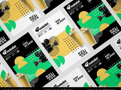 “Molodist” - International Film Festival abstract banner branding creative design event festival graphic design green icon illustration logo marketing materials poster social media typography yellow