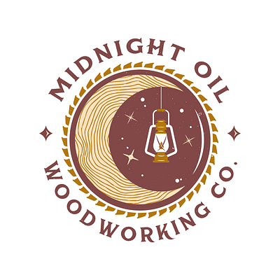 Midnight Oil Logo artisan branding colorful craft design illustration logo mid century modern playful vector wood woodworking
