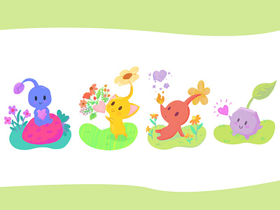 Pikmin Illustrations digital illustration illustration procreate