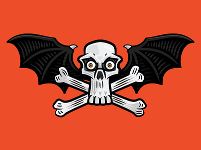 Skull & Bones with Bat Wings bat bones death fear halloween horror illustration skeleton skull wings