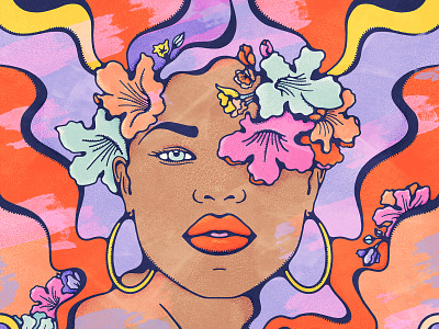 Tropicana Vibes 70s beauty colorful fashion portrait female portrait femaleartist goodvibes illustration livelyscout photoshop procreate psychedelic retro summer tropicana vintage illustration
