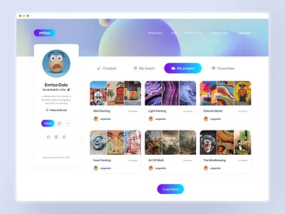 My Porject - Profile NFT Page Concept art design clean collection crypto collectibles dashboard inspiration landingpage marketplace my dashboard my profile my project nft nfts profile project ui uiux web ux web website