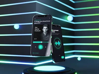 3D Mockup Podcasty - Podcast App 3d 3d design 3d mockup 3d modeling app blender clean design ios minimal mobile mockup mockup podcast ui