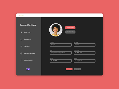 Account Settings account dailyui design settings ui