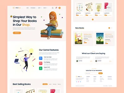 Book Store Landing Page app book book store book web ui branding clean clean design design e commerce ecommerce graphic design homepage landing landing page minimal shop store ui ux web