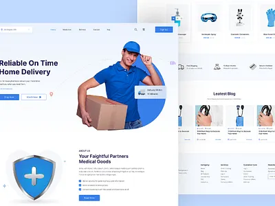 Medihealth Courier and medical store website landing page design ahosanhabib922 landing page log in page sign up page ui ui design uiux web landing page